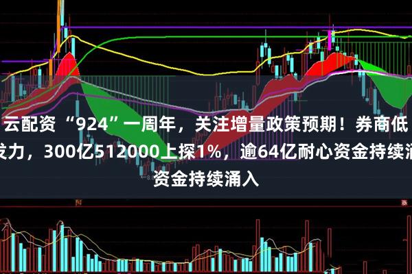 云配资 “924”一周年，关注增量政策预期！券商低调发力，300亿512000上探1%，逾64亿耐心资金持续涌入