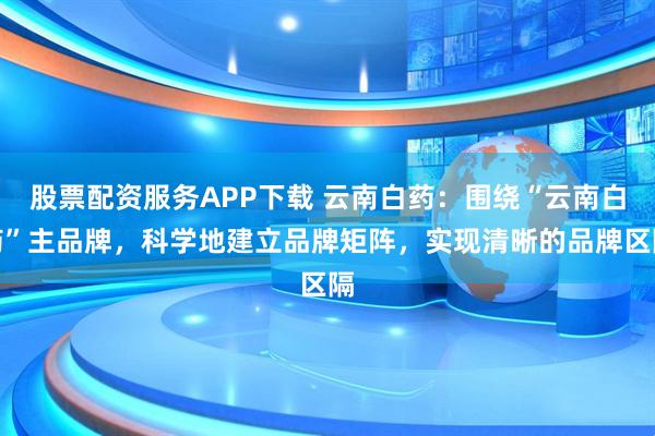 股票配资服务APP下载 云南白药：围绕“云南白药”主品牌，科学地建立品牌矩阵，实现清晰的品牌区隔
